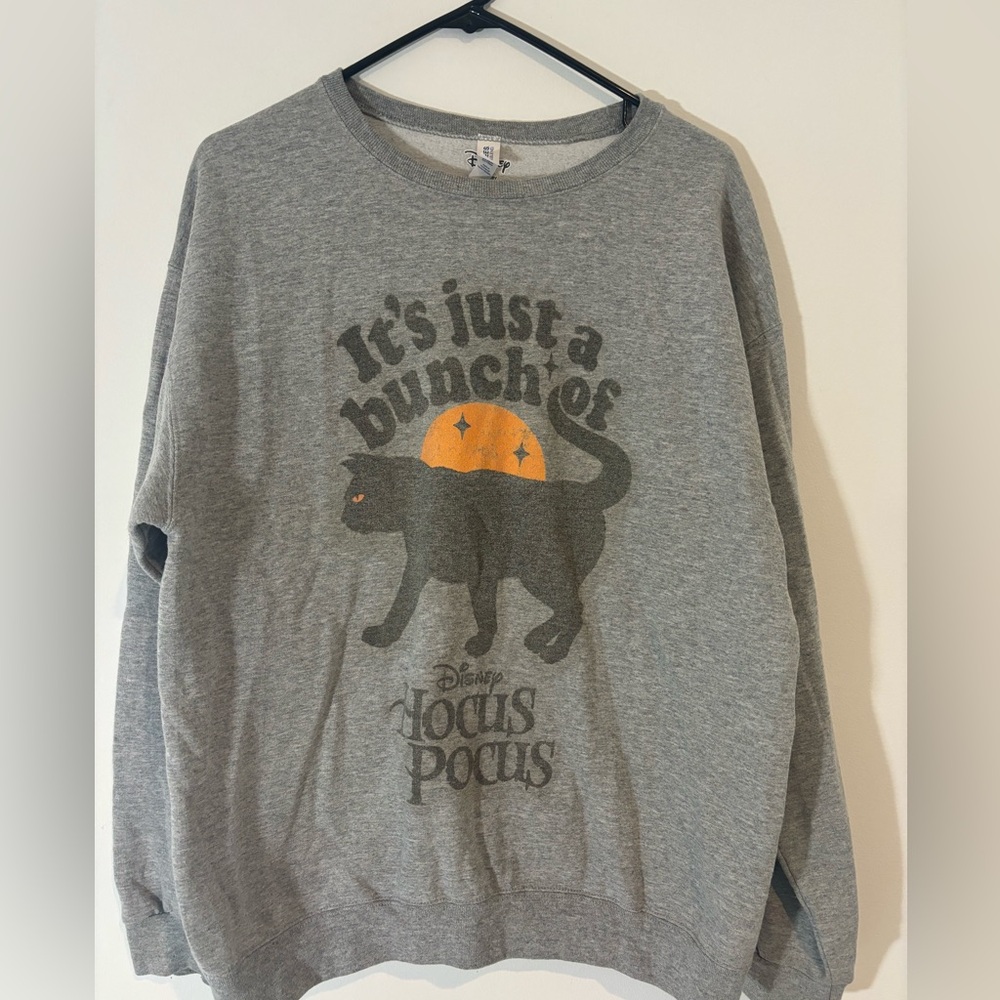 Disney Women’s Large Gray Halloween Hocus Pocus Sweatshirt Black Cat Pullover